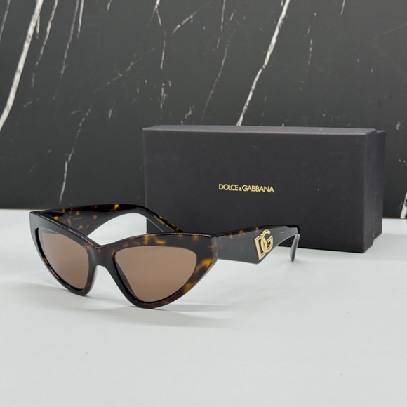 NEW DOLCE&GABBANA DG4439 502/73 WOMEN SUNGLASSES DG4439 50273 BROWN CAT EYE - Picture 3 of 12